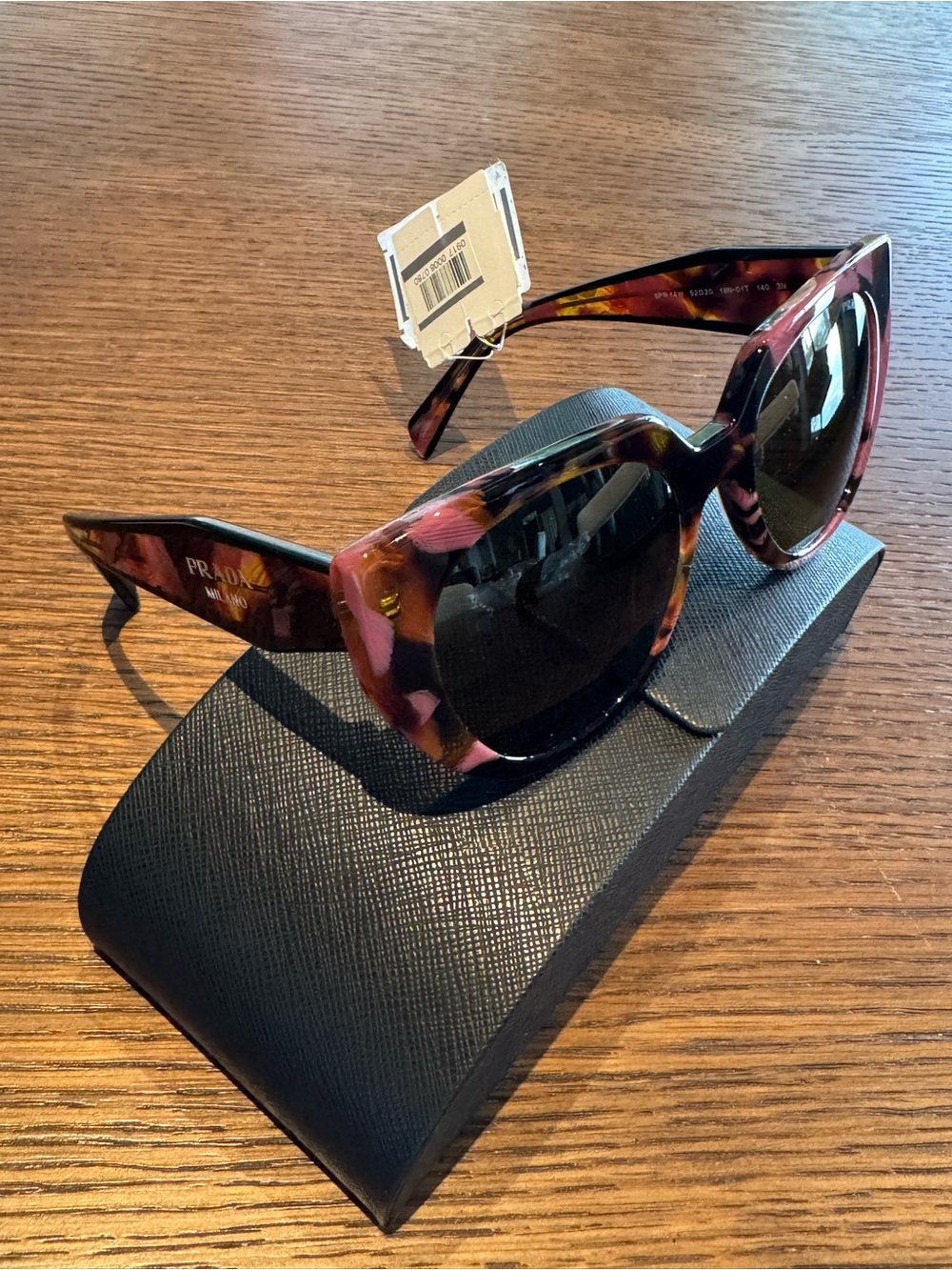 Prada 52mm Pink and Brown Tortoiseshell Cat-Eye Sunglasses NWT